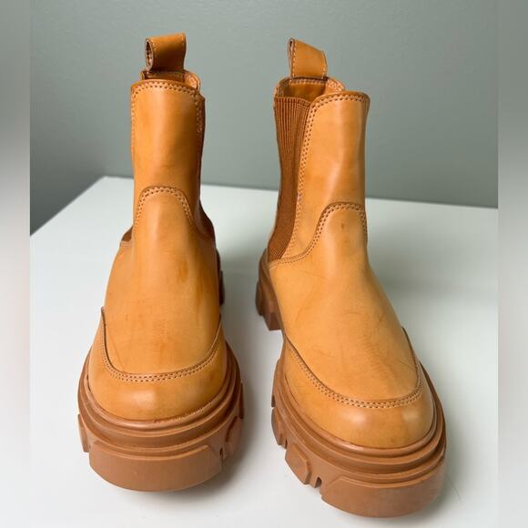 Farm Rio Womens Brown Lug Sole Beaded Platform Chelsea Boots Sz 6 - Picture 7 of 12